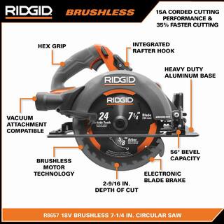 RIDGID 18V Brushless Cordless 18-Gauge 2-18 in. Brad Nailer with Brushless 7-14 in. Circular Saw (Tools Only) R09891B-R8657B