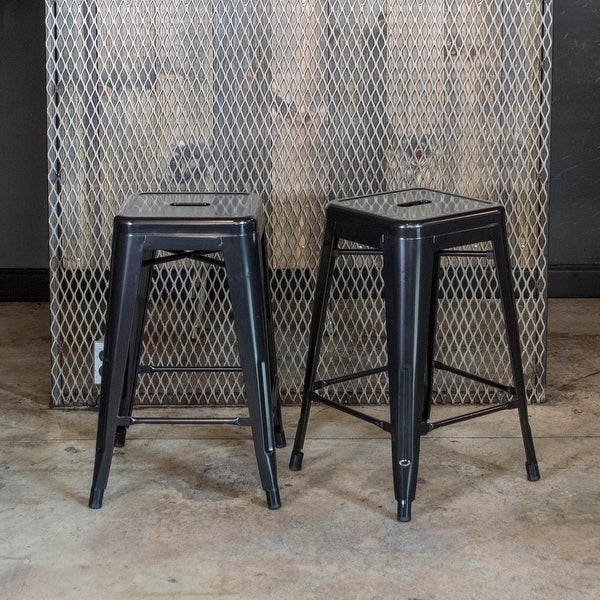 Loft Black 24 Inch Metal Counter Stool - 2 Piece