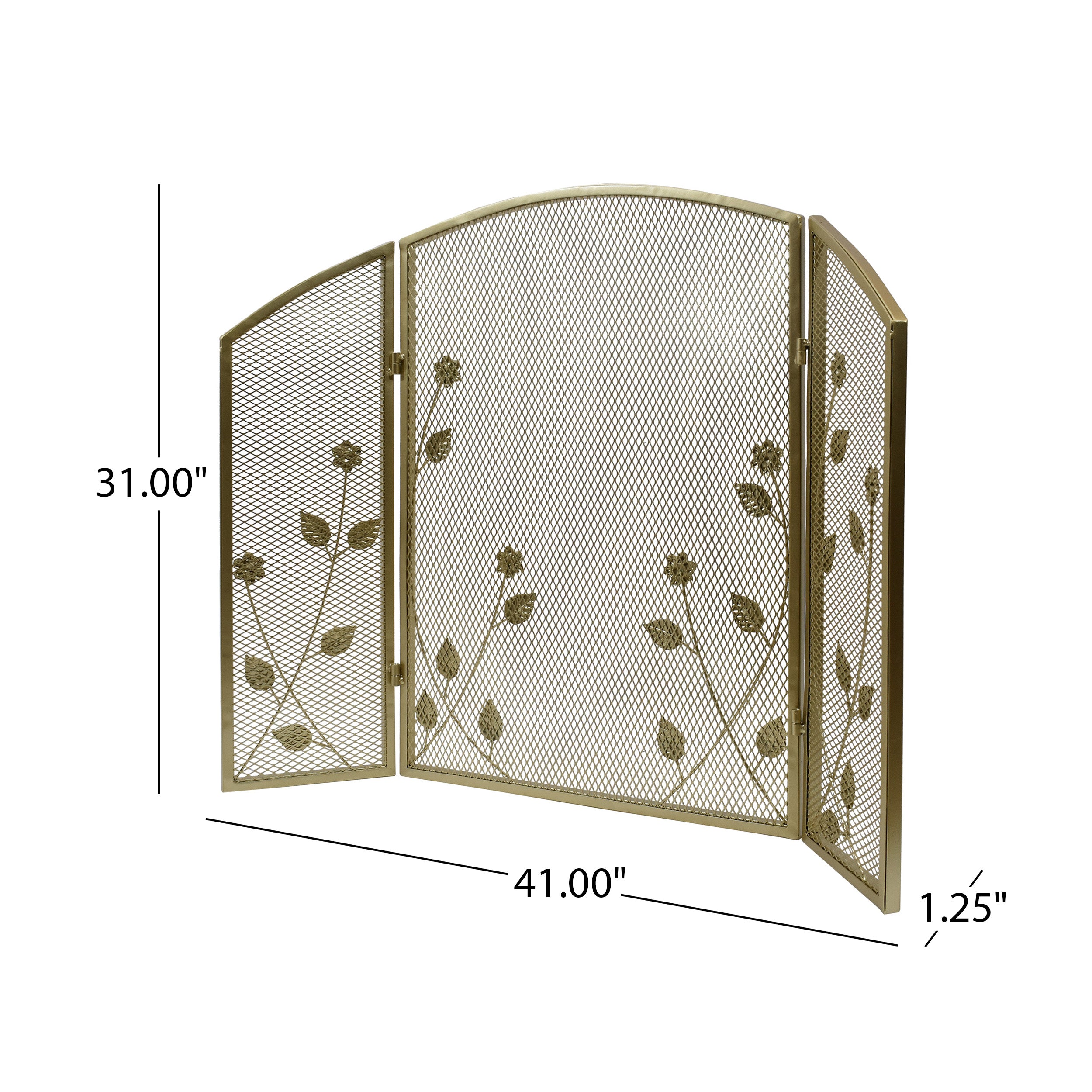 Jenna Modern Iron Firescreen with Leaf Accents