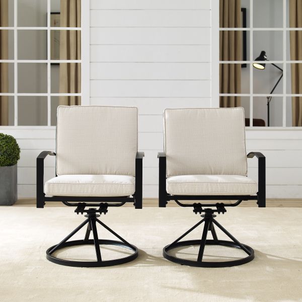 Kaplan 2Pc Outdoor Metal Dining Swivel Chair Set