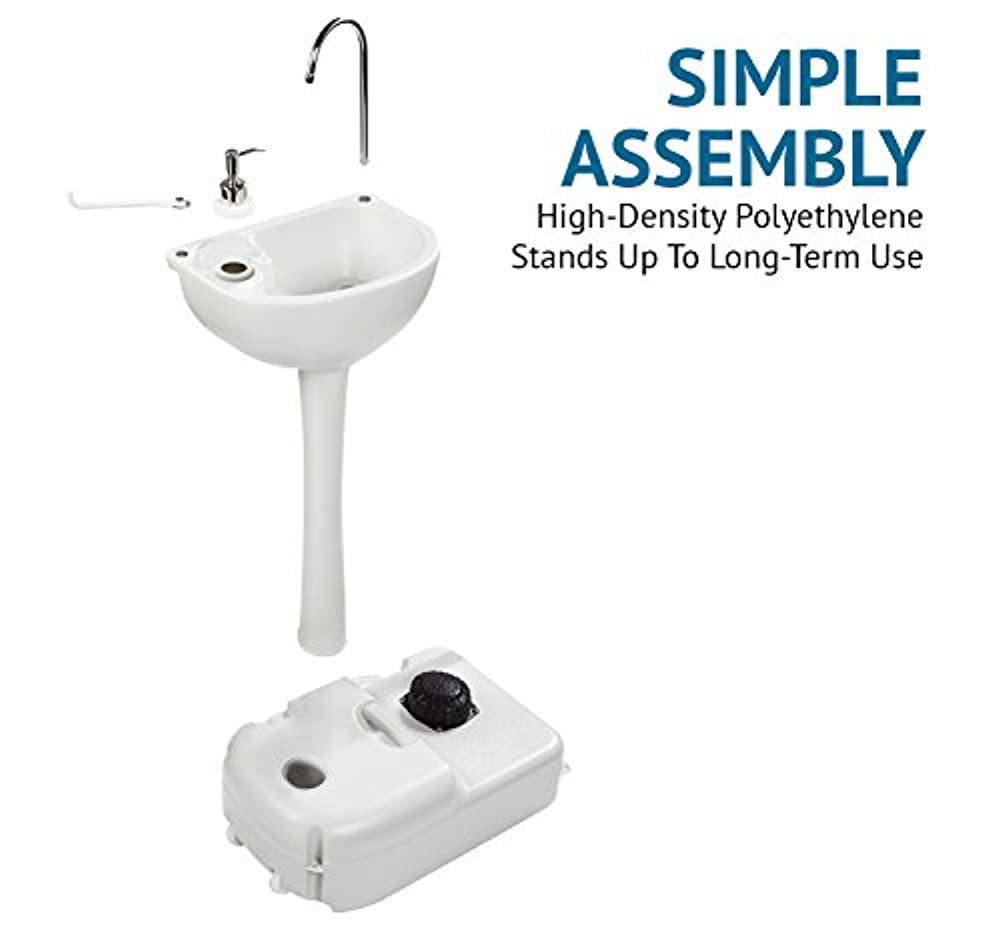 Hike Crew Portable Camping Sink, 19.7 in L x 12.9 in W, 5 gal. Tank & Basin - White