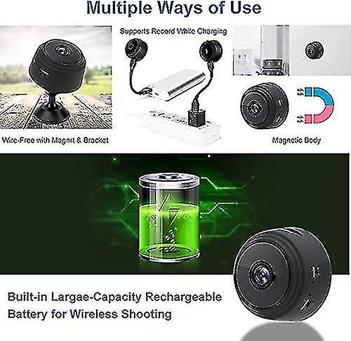 Wireless Security Wifi Camera Mini Small Camera Ip Camera Smart Home Night Virsion Magnetic Camcorder Surveillance，built-in Battery， App Real-time Vie