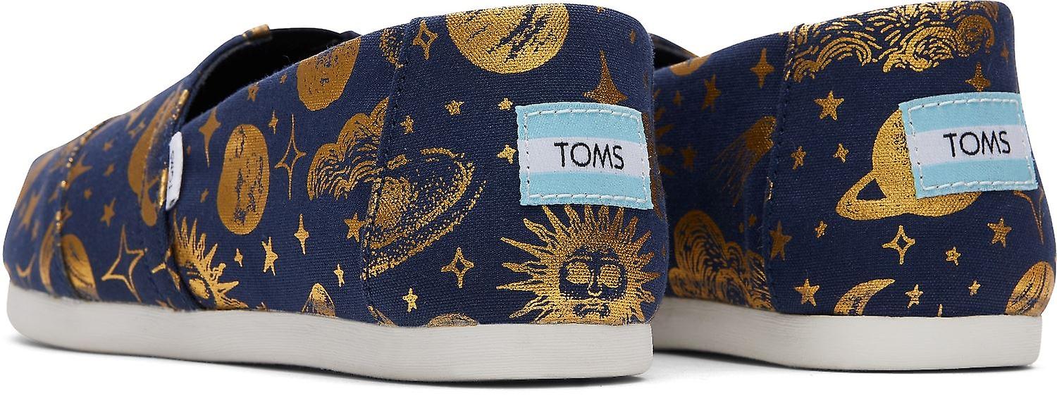 Toms Alpargata Navy Gold Foil Womens Espadrilles Slipons