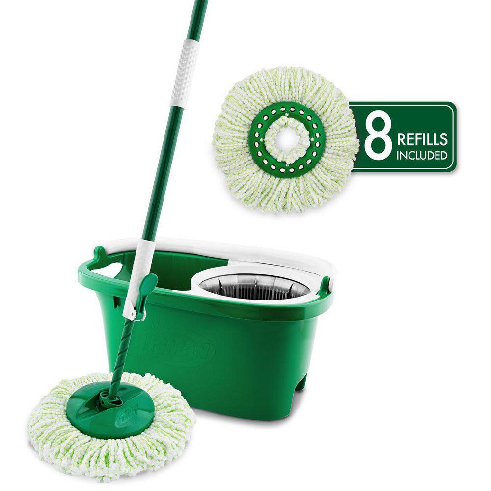 Libman Microfiber Tornado Wet Spin Mop and Bucket Floor Cleaning System with 8 Refills 1605