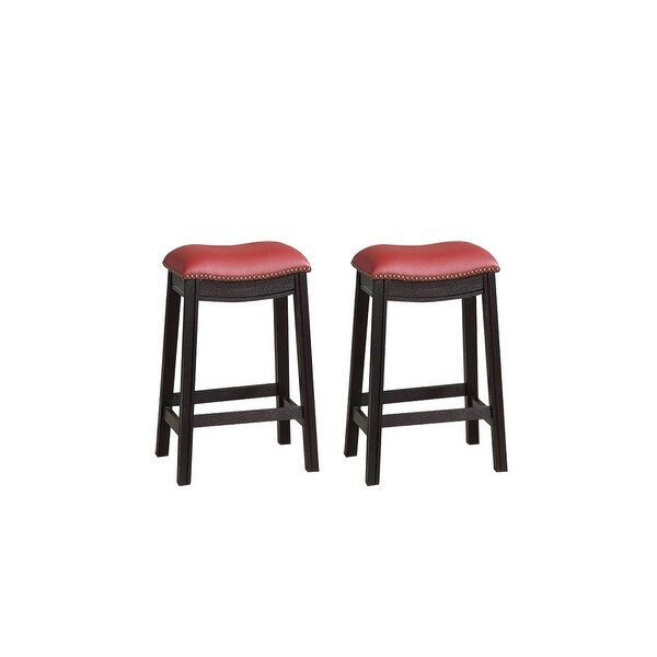 Burgundy PU Upholstery Bar Stool， Set of 2