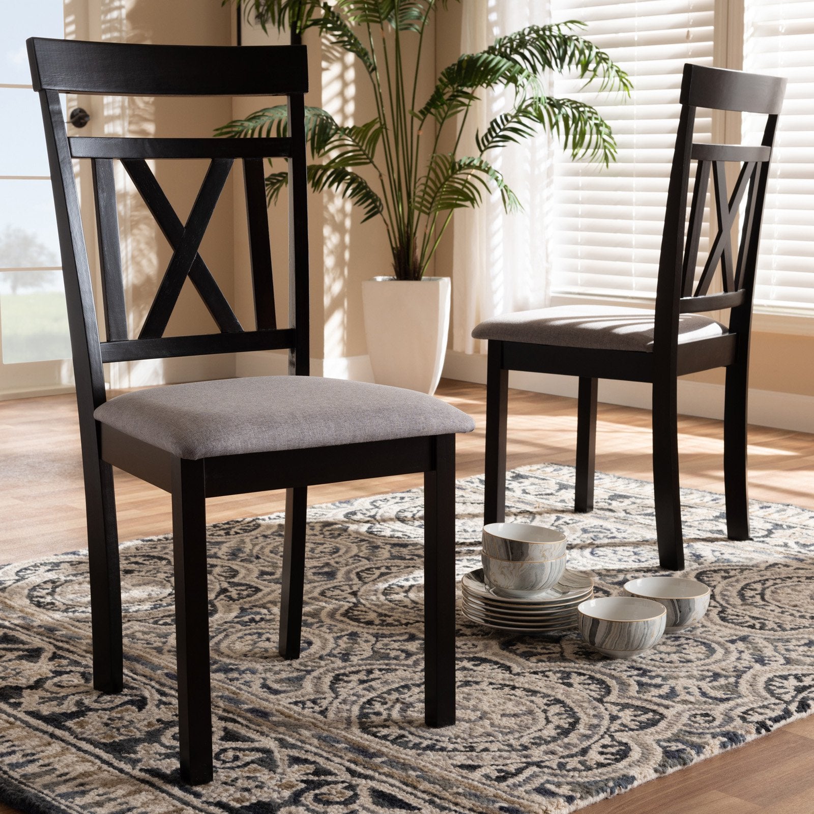 Baxton Studio Rosie Cross Back Dining Chair - Set of 2