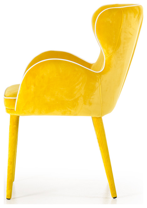 33 quotYellow Fabric And Metal Dining Chair   Midcentury   Dining Chairs   by BuyDBest  Houzz