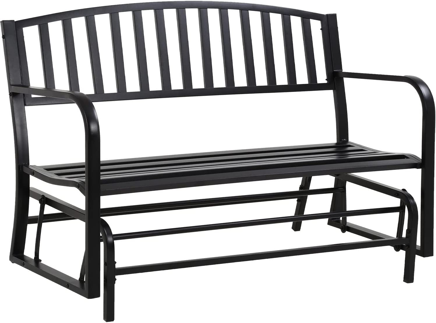 Furinno Tioman Garden Outdoor Metal Patio Glider Bench, Black