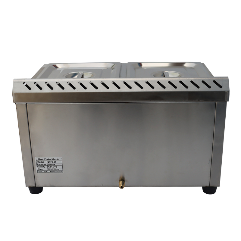 INTBUYING 2 Pans LP Gas Food Warmer Stove Bain-Marie Buffet Heating Steam Table with Pressure Reducing Valve