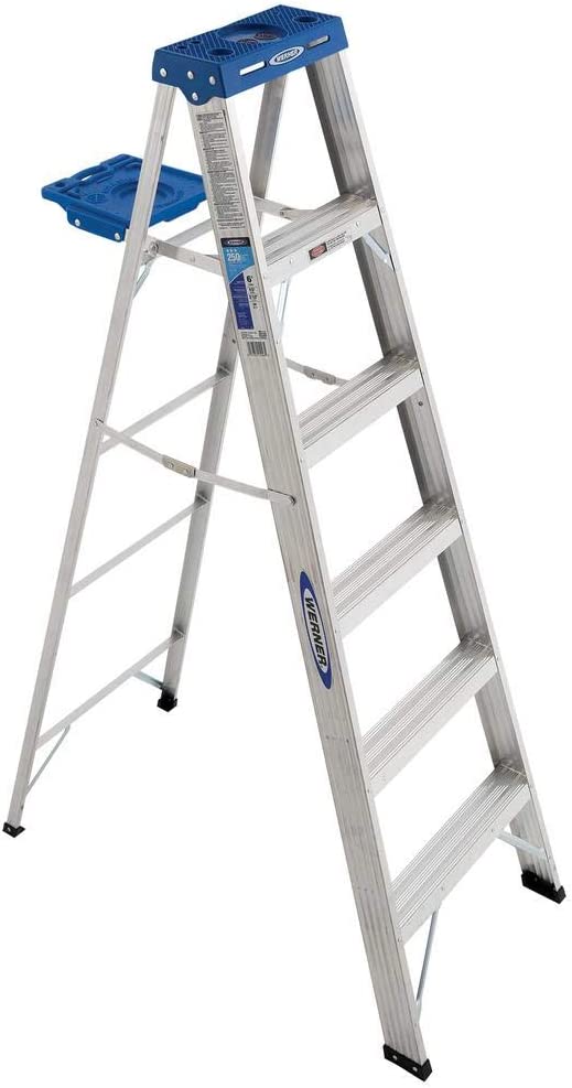 WERNER 6 ft. Aluminum Step Ladder with 250 lb. Load Capacity Type I Duty Rating