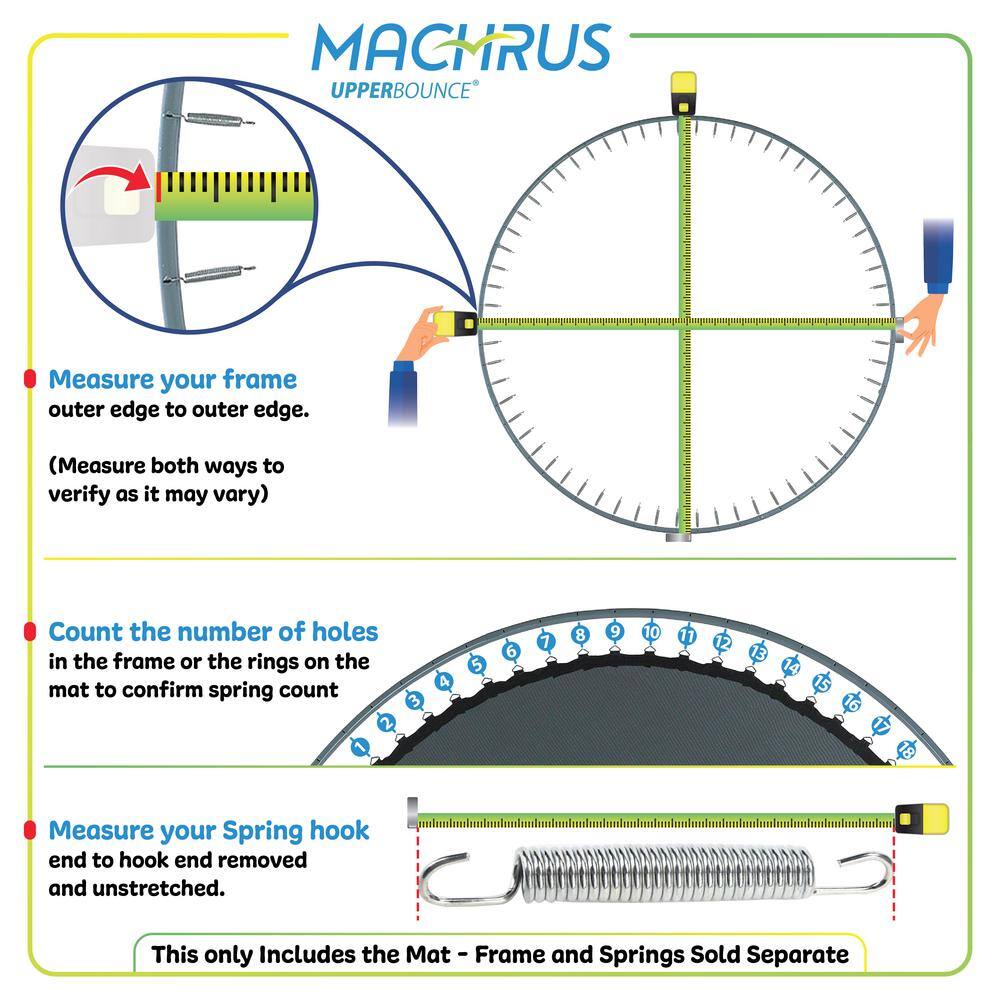 Upper Bounce Machrus Trampoline Replacement Jumping Mat Fits for 16 ft. Round Frames with 108 VRings Using 7.5 in. SpringsMat Only UBMAT-16-108-7.5