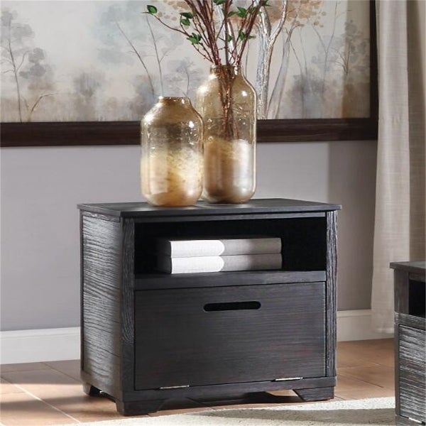 Mondern Simple Style End Table With A Drawer， Antique Black