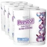 Amazon Brand – Presto! 308-Sheet Mega Roll 2-Ply Toilet Paper, Ultra-Strong, 24 Rolls (4 Packs of 6), Equivalent to 96 Regular Rolls, White