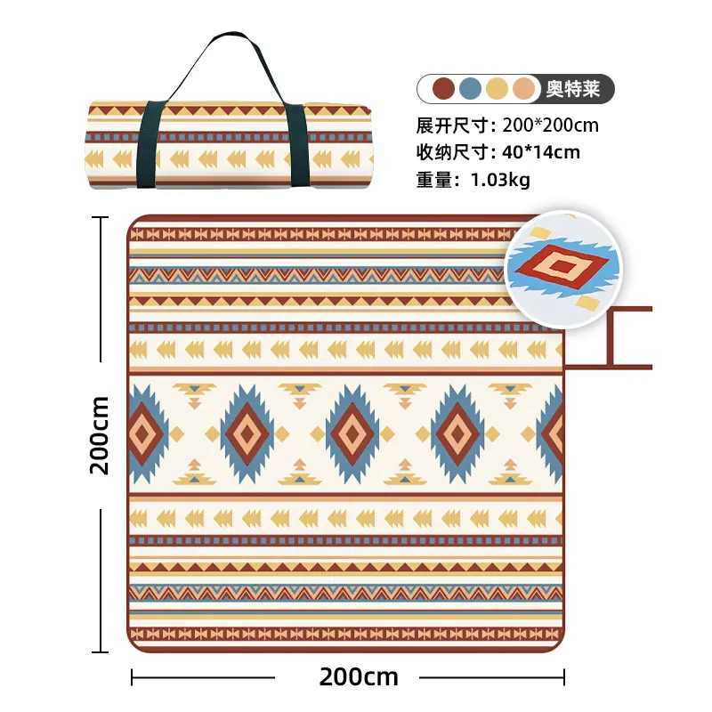 Machine washable moisture proof ground mat Camping Sleeping mat Outdoor camping waterproof thickened ethnic wind picnic mat