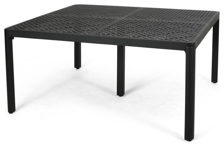 Noble House Tahoe Outdoor Aluminum Dining Table in Matte Black   Transitional   Outdoor Dining Tables   by Homesquare  Houzz