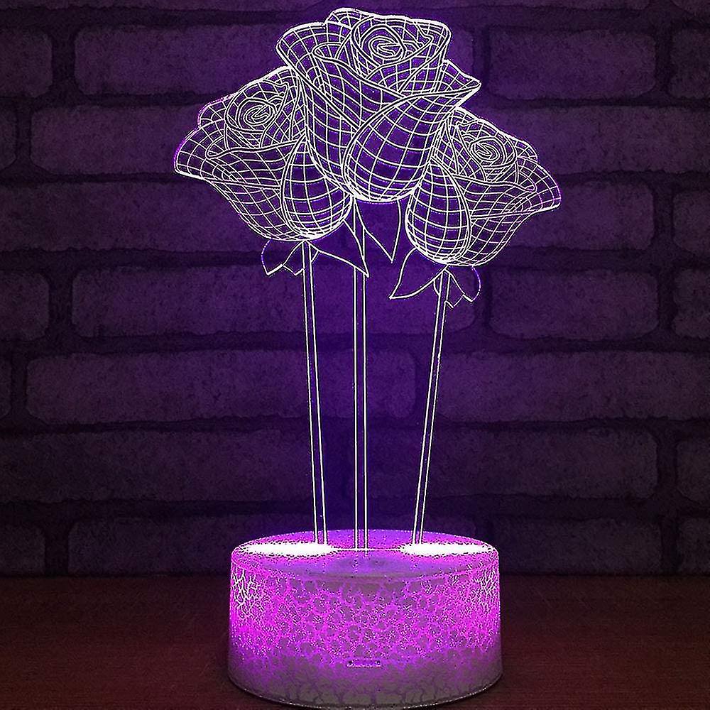 Abstractive 3d Flower Optical Illusion Night Light 7 Color Change Touch Switch Usb Powered Led Acryl