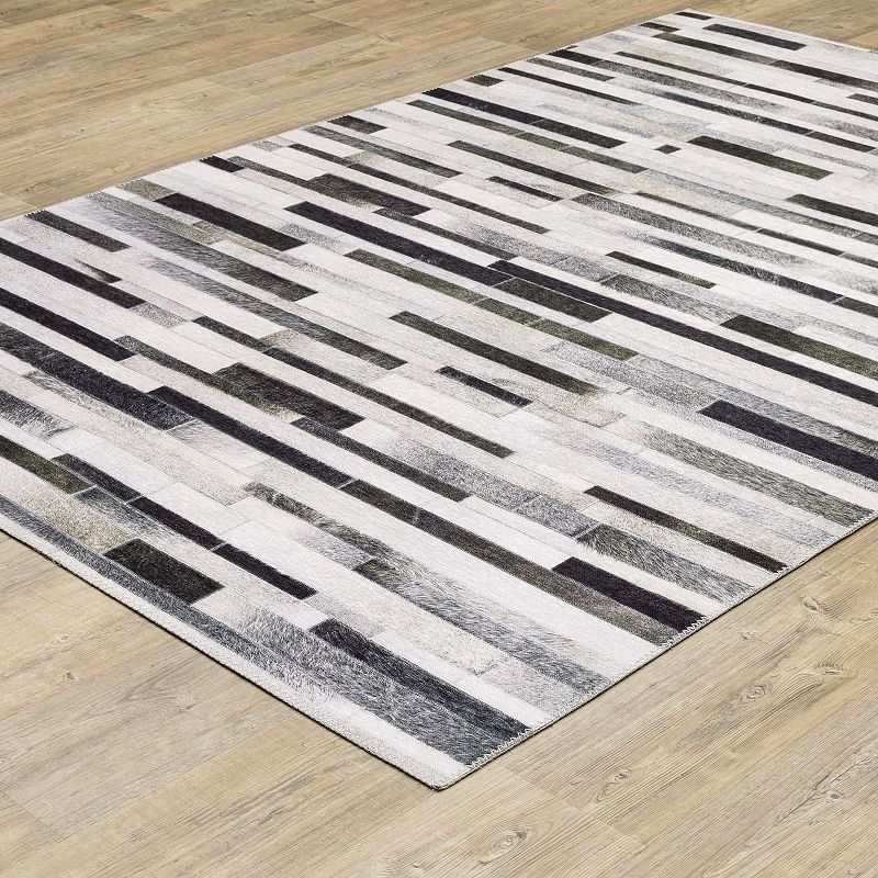 StyleHaven Markus Modern Layered Blocks Faux Hide Area Rug