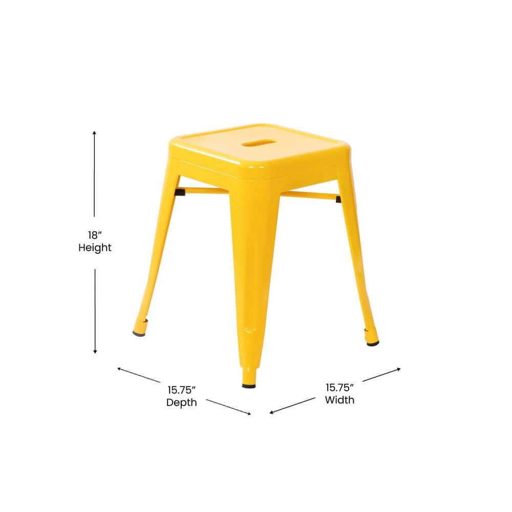 Carnegy Avenue 18 in. Yellow Backless Metal Bar Stool with Metal Seat Set of 4 CGA-ET-509915-YE-HD