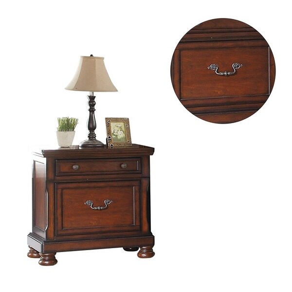 Cherry 1pc Nightstand Storage Space Bedside Table Bedroom Furniture - - 36497785