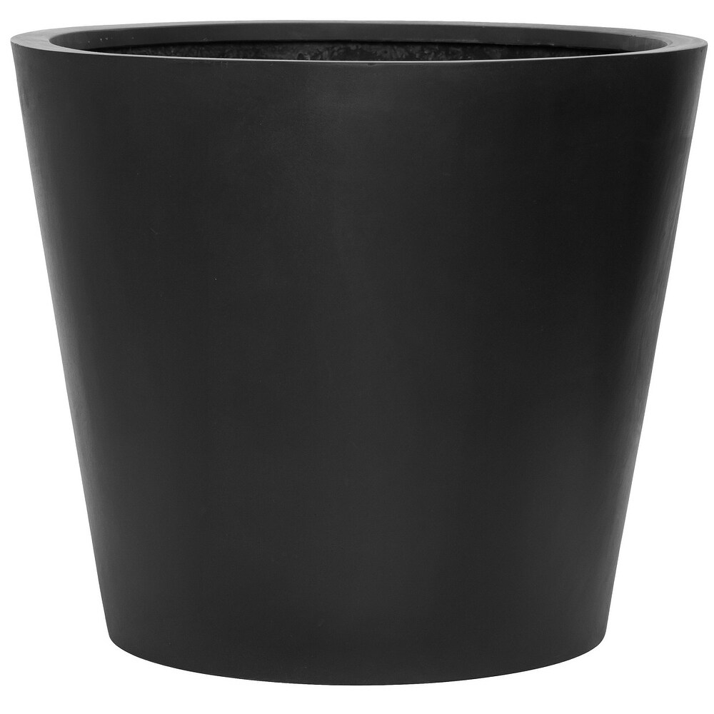 Natural Bucket Round Planter Pot Indoor Outdoor Fiber Stone Planter Box 27 Inches   Large   27\