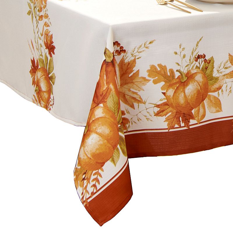 Elrene Home Fashions Autumn Pumpkin Grove Fall Rectangle Tablecloth