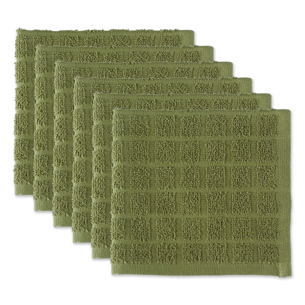 DII Solid Windowpane Terry Dishcloth Set of 6