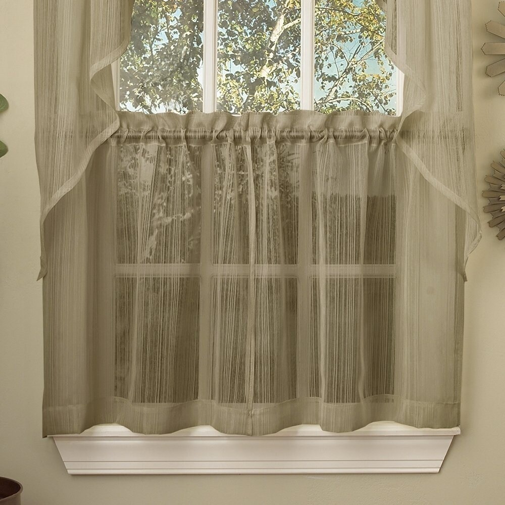 Mocha Micro Striped Semi Sheer Window Curtain Pieces