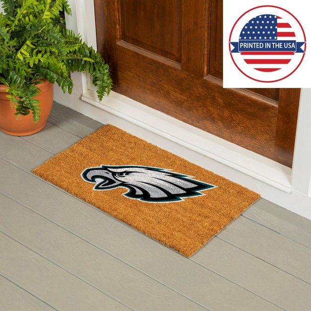 Evergreennflphiladelphia Eagles Logo Natural Coir 28 X 16 Inches Indoor Outdoor Doormat