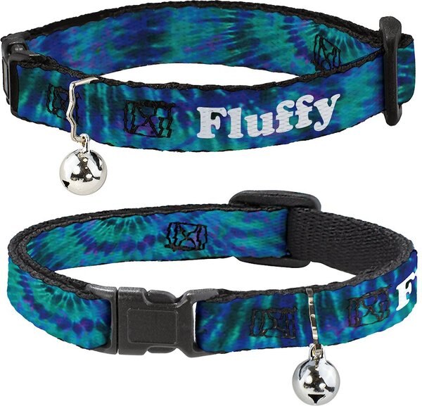 Buckle-Down Personalized Breakaway Cat Collar with Bell， Tie Dye