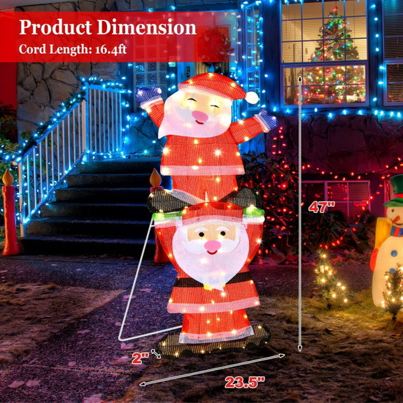 Costway 17342569 LED Double Santa Yard Christmas D...