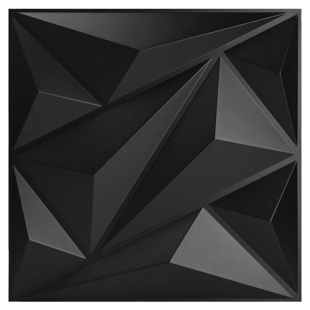 Art3d Triangle 3D Waterproof PVC Decorative Wall Panel 19.7 in. x 19.7 in. Ceiling Tile ( 32 sq. ft.box) A10hd051BK