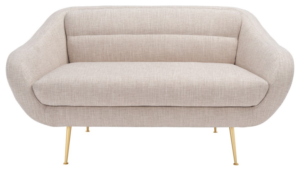 Evelyn Mid Century Loveseat Oatmeal   Midcentury   Loveseats   by Peachtree Fine Furniture  Houzz