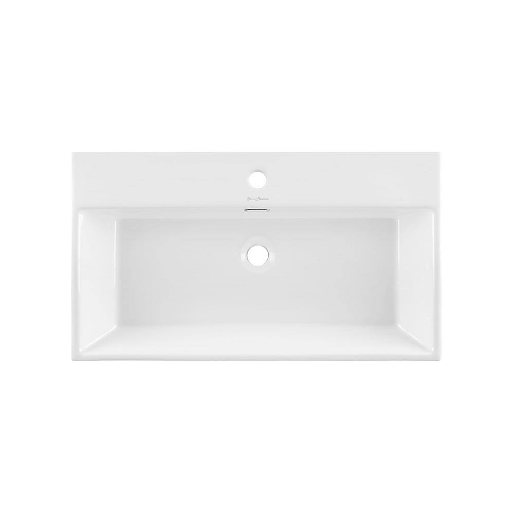 Swiss Madison Claire 29.75 in. Rectangle Ceramic Wall Mount Bathroom Vessel Sink in Glossy White SM-WS333