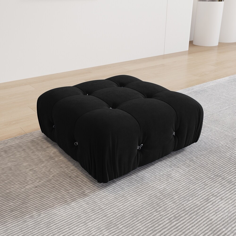 Minimalism Black Velvet Upholstered Module Sectional Sofa Lounge Salon Couch for Living Room