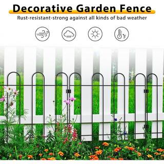 Oumilen 25-Pack Garden Fence Decorative No Dig Fence Rustproof Black Metal Animal Barrier Border Fence LT-K302