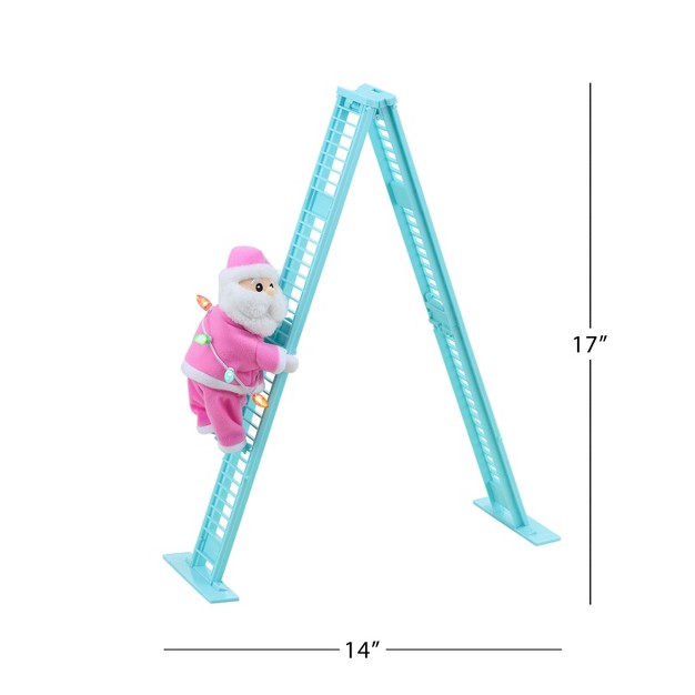 Animated amp Musical Tabletop Pastel Climbing White Santa