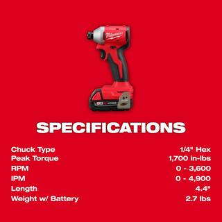 MW M18 18-Volt Lithium-Ion Brushless Cordless Compact DrillImpact Combo Kit (2-Tool) w(2) 2.0 Ah Batteries Charger  Bag 3692-22CT