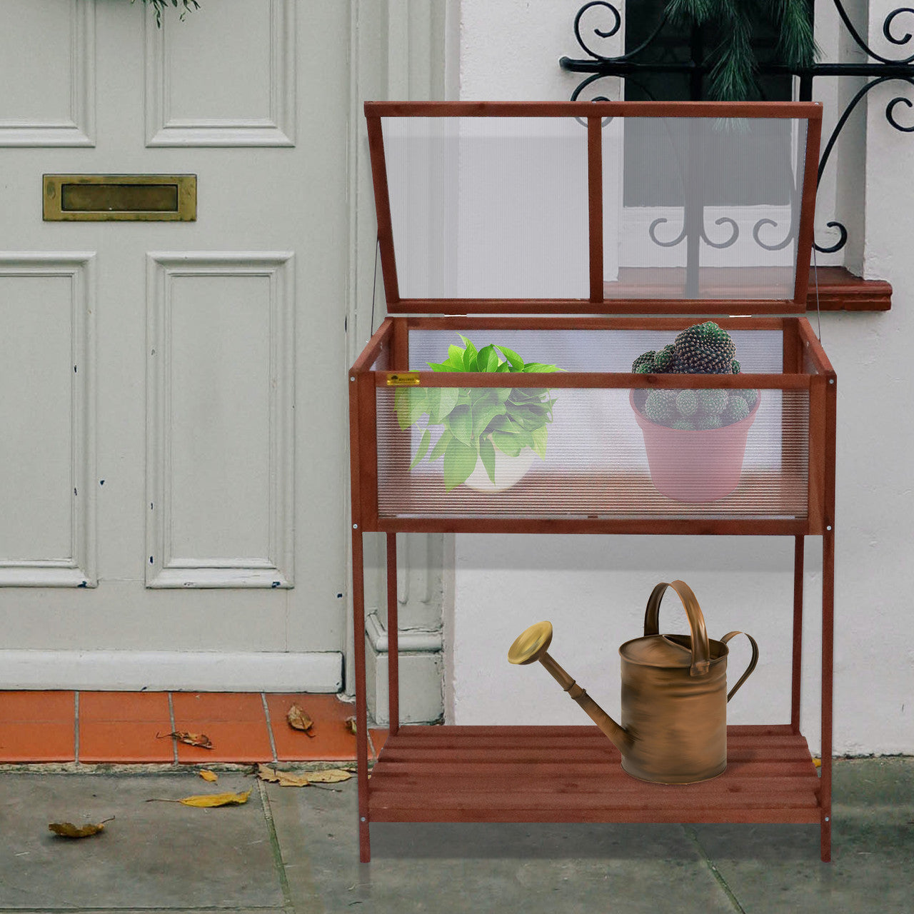 Wooden Greenhouse with Shelf  Cold Frame Garden for Home Decor Patio Balcony