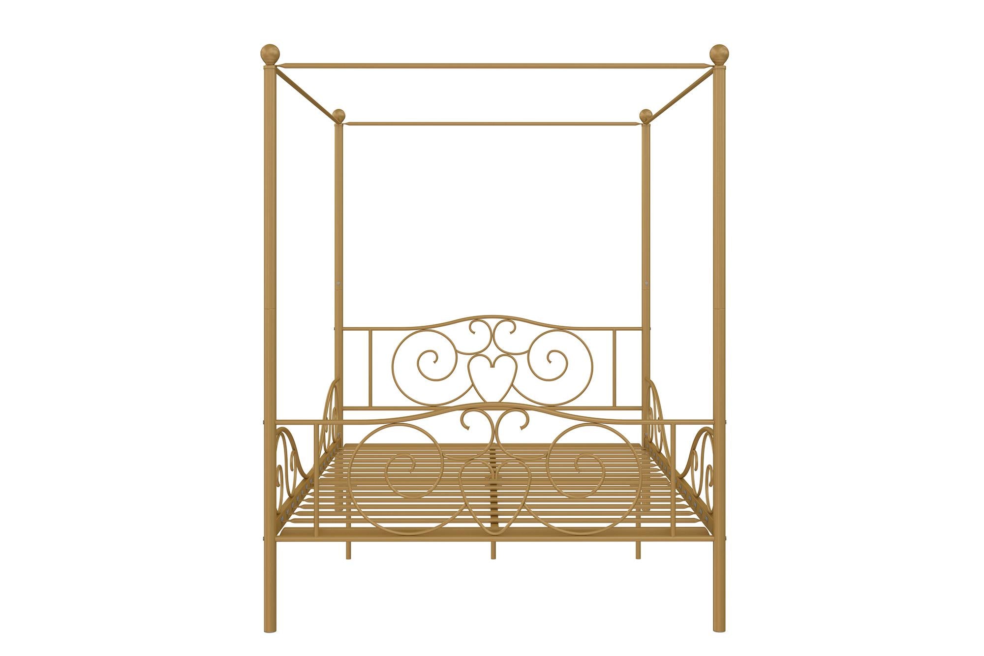 Elm & Oak Metal Canopy Kids Poster Bed, Full, Gold