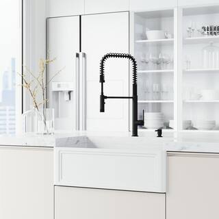 VIGO Sterling Single Handle Pull-Down Sprayer Kitchen Faucet Set with Soap Dispenser in Matte Black VG02037MBK2