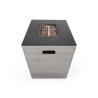 Noble House Warren Dark Gray and Black Rectangular Stone Fire Pit (No Tank Holder) 70594