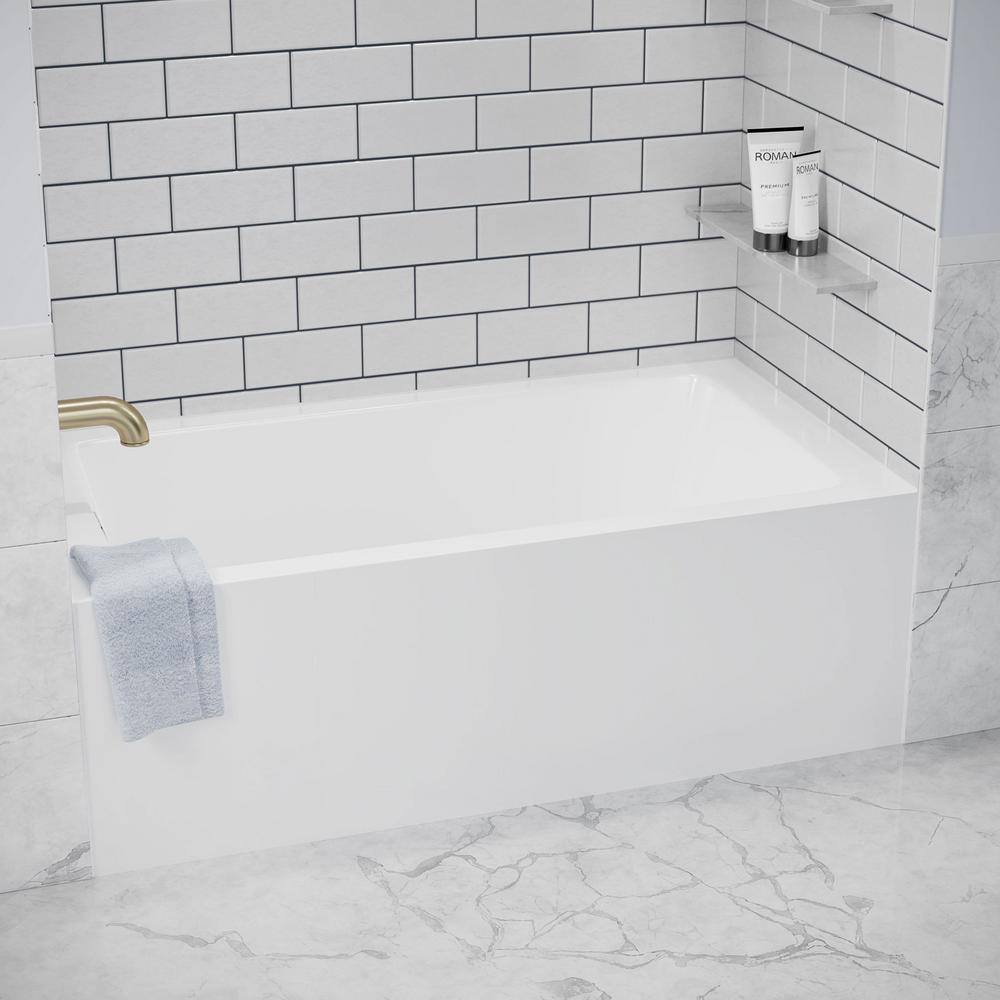 Wyndham Collection Grayley 60 in. L x 30 in. W Acrylic Left Hand Drain Rectangular Alcove Bathtub in White with Chrome Trim WCBTW16030L