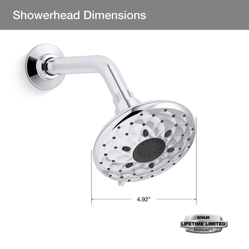 KOHLER Rosewood 6-Spray Patterns 4.9375 in. Wall Mount Fixed Shower Head in Polished Chrome K-REC27217-G-CP