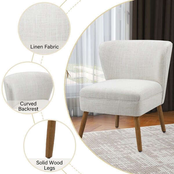 Upholstered Accent Chair Armchair Linen Side Chair