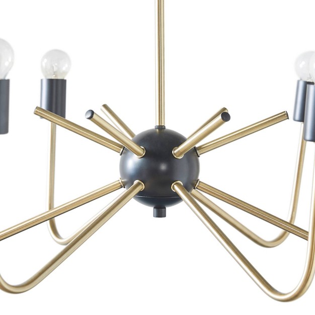 Alexis 6 light Two tone Chandelier Antique Brass black Hampton Hill