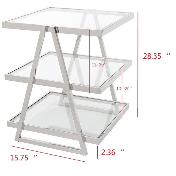 SAFAVIEH Couture Sterling 3-Tier Glass End Table - 20 IN W x 20 IN D x 24 IN H