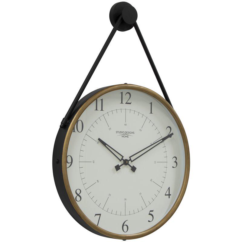 Studio Designs Home Truss 19 Round Hanging Wall Clock in Golden Brass