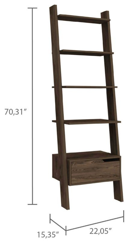 DEPOT E SHOP Kobe Ladder Bookcase  5 Shelves  Dark Walnut   Transitional   Bookcases   by DEPOT ESHOP LLC  Houzz