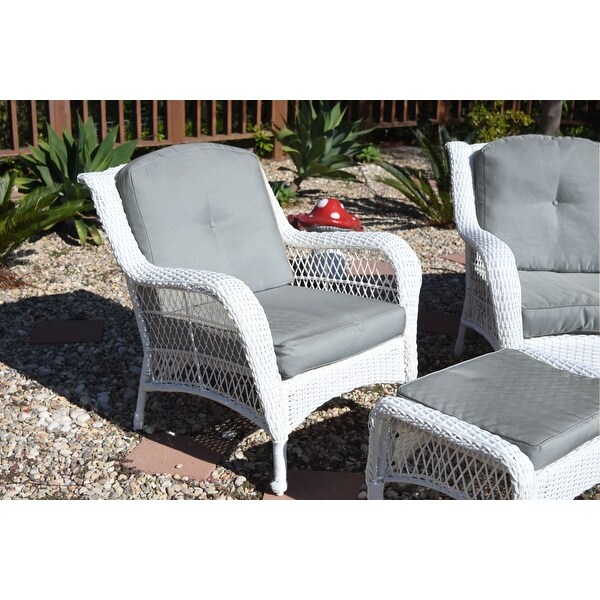 Jeco White Wicker 6piece Seating Set with Tan Cushions