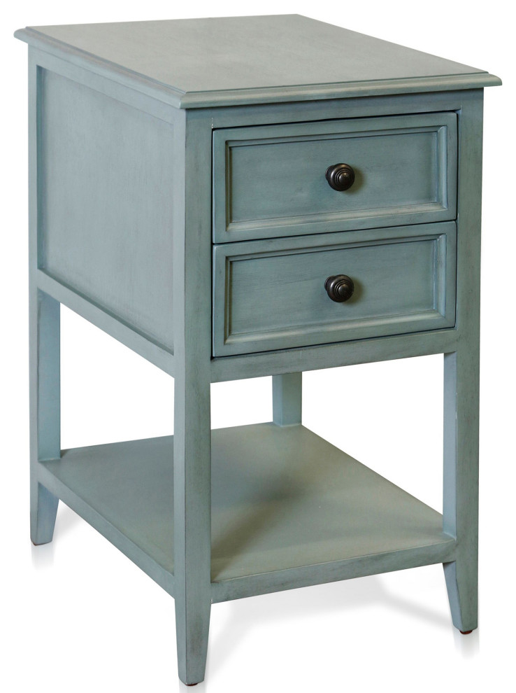 Aged Seafoam Two Drawer Side Table 15 quotWx25 quotH19 quotD   Transitional   Side Tables And End Tables   by StyleCraft  Houzz